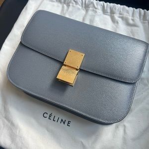 Celine classic box liege leather in size medium, color Storm